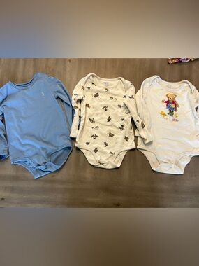 Ralph Lauren polo girls bundle lot of 3 onesies body suits 24 months